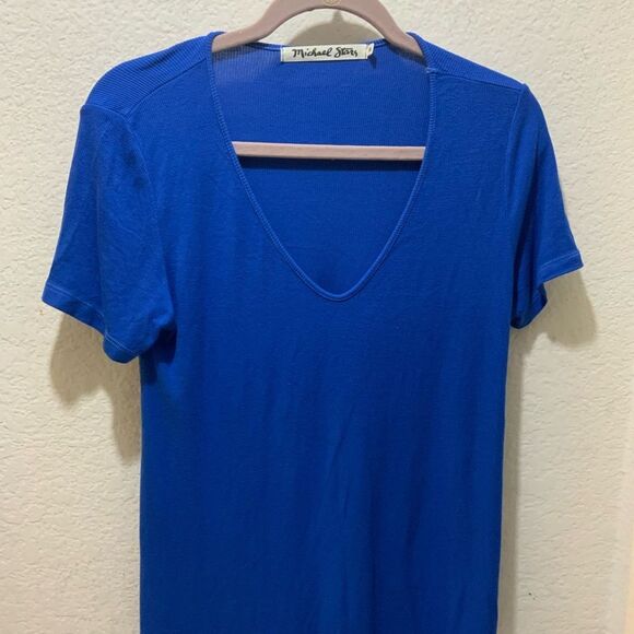 Michael Stars Brooklyn Blue Shirt Sleeve Shirt OS - Picture 2 of 8